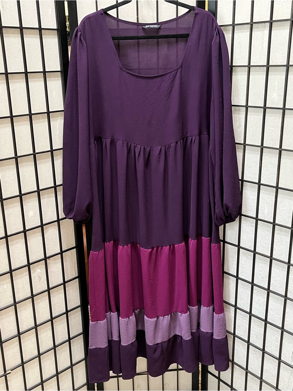 BLOOMCHIC Women's Purple Tiered Long-Sleeve Midi Dress - PLUS SIZE 22/24